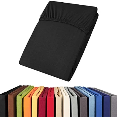 Imagen de aqua textil Viana Sábanas Ajustables Cama Boxspring algodón 90x200 100x200 cm Negro
