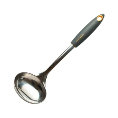 Imagen de Fackelmann Soft Espumadera de Acero Inoxidable con Mango Suave y Antideslizante, Óptimo para Frituras Escurrir Grasa, Utensilios Cocina Acero, 34 cm, Color Gris, 1 ud.