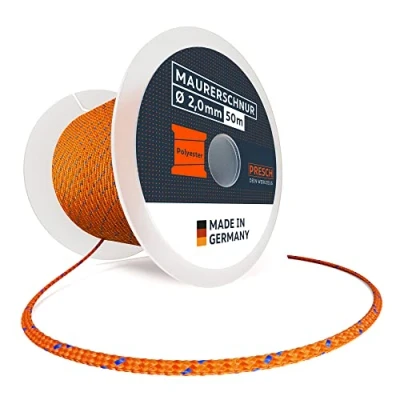 Imagen de Presch Cordel Albañil 50m ⌀2,0mm Poliéster de enderezar resistente al desgarro y a la intemperie con carrete Cuerda construcción los nudos