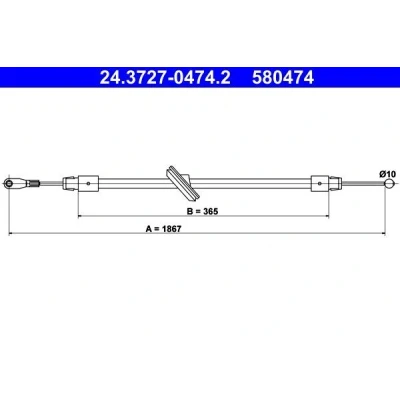 Imagen de ATE 24.3727 0474.2 Cable de Freno Mano 1867 MERCEDES BENZ: Sprinter 3.5 T Furgón