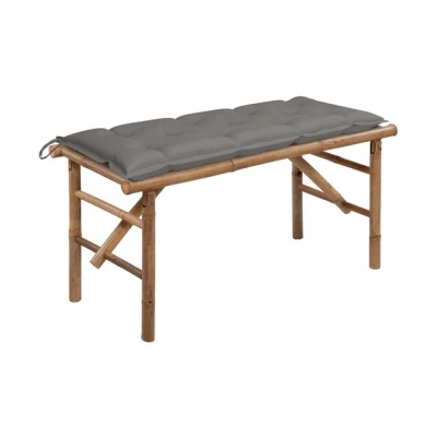 Imagen de vidaXL Banco de Jardín Plegable con Cojín Patio Terraza Balcón Exterior Decoración Recibidor Asiento Silla Práctico Estable Bambú 118 cm