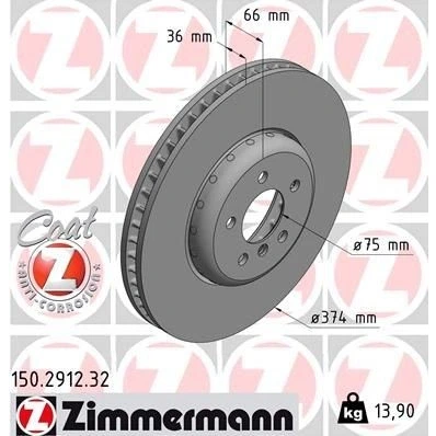Imagen de ZIMMERMANN FORMULA F COAT Z 150.2912.32 Disco de freno BMW: 5 Berlina, 6 Coupé, 7