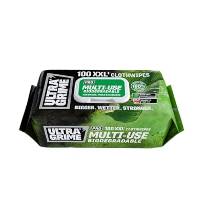 Imagen de UltraGrime Pro Bio Toallitas de tela, color blanco, 100 unidades