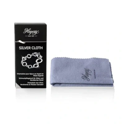 Imagen de Hagerty Silver Cloth Paño para limpieza de joyas 36x30cm I algodón impregnado en seco limpiador plata con protección contra el óxido, limpia o plateadas