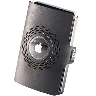 Imagen de I Clip Original para Apple AirTag con Billetes Billetera Fina Compatible Hombre Plata Negro