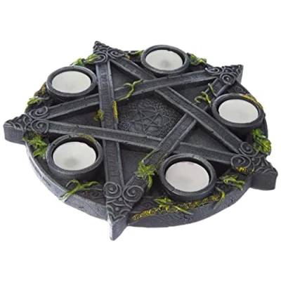 Imagen de Nemesis Now B2538G6 Wiccan Portavelas (Resina, 25,5 cm), Color Negro