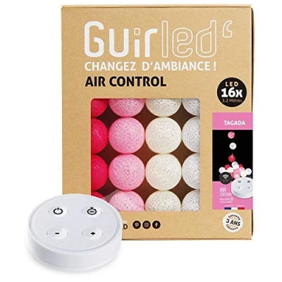 Imagen de GuirLED Guirnalda luminosa bolas de algodón LED USB Mando a distancia inalámbrico Luz nocturna bebé 2h Adaptador red doble 2A incluido 4 intensidades 16 1,6 m Tagada