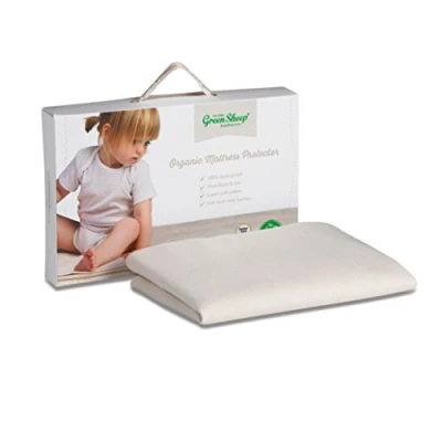 Imagen de The Little Green Sheep SnuzPod Protector de colchón orgánico Impermeable, 100% algodón, Plano sin Ruido, para bebés y niños, 40 x 75,5 cm (Blanco Natural)