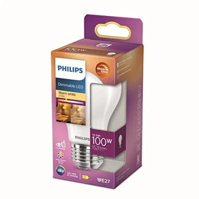 Imagen de Philips LED Bombilla Clásica, A60 E27, Luz Blanca Cálida Regulable, 100W