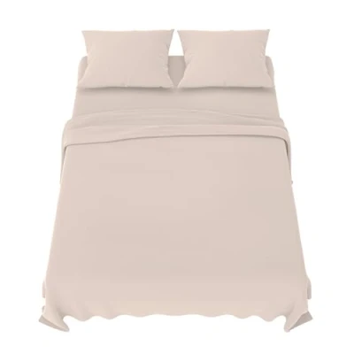 Imagen de Dreamzie Sabanas 160x200 cm Juego de 4 Piezas Poliéster Microfibra Cepillada Sabana Bajera, Encimera Cama y 2 Fundas Almohada (Sabanas 160, Beige)