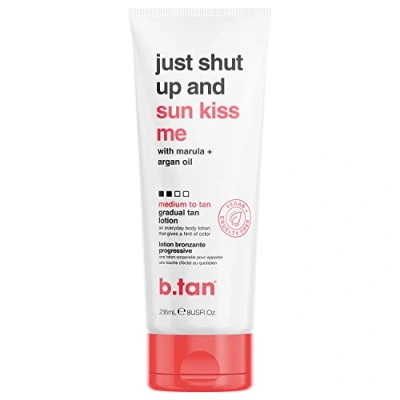 Imagen de b.tan Loción autobronceadora hidratante y ultra diaria Just Shut Up and Sunkiss Me Everyday Glow Lotion infundido con marula + aceite de argán, 8 onzas líquidas