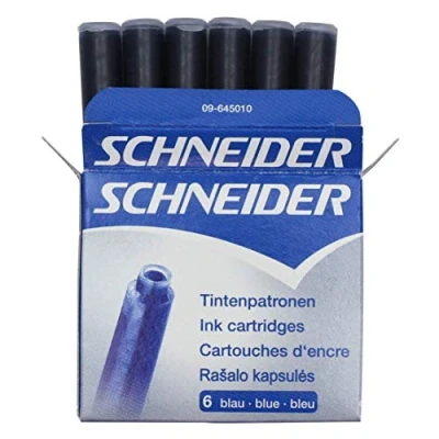 Imagen de Instrumentos de escritura SCHNEIDER cartuchos tinta estándar, cabe en y muchos otros, azul real, 6