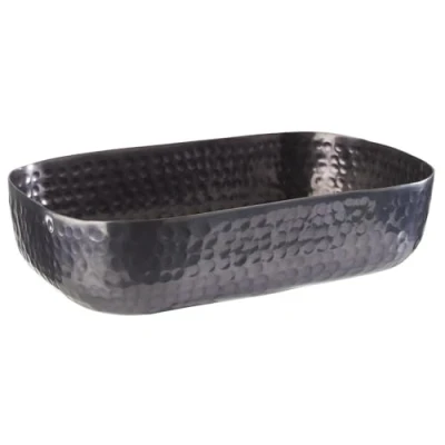 Imagen de APS Recipiente aluminio con superficie martillada de color gun metal para platos fríos y calientes, 23,0 x 15,5 cm, 1,4 ltr.