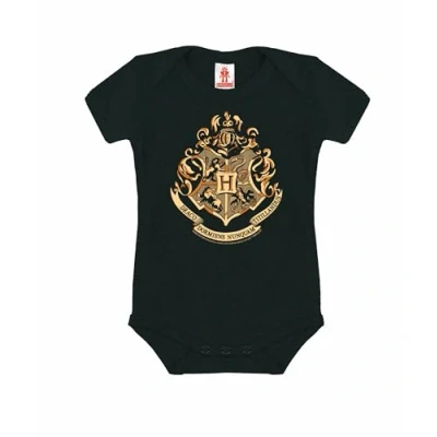 Imagen de Logoshirt® Harry Potter I Hogwarts Emblema Pelele Body Estampado Bebés Niña y Niño Negro Diseño Original con Licencia Talla 0 2 Meses