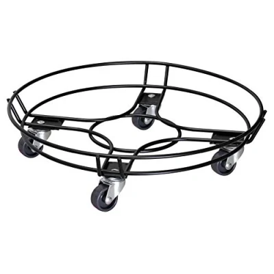 Imagen de WAGNER Soporte Con ruedas para plantas BLACK EDITION Ø 38 x 9,5 cm I uso exterior + interior Carrito flores de acero, recubierto negro borde Capacidad carga 100 kg 20093401