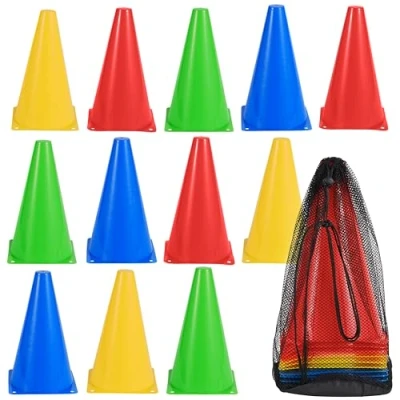 Imagen de Bramble 12 Conos para Entrenamiento de Futbol Trafico y Señalización Multicolores Vibrantes 23cm/9&quot;