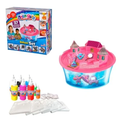 Imagen de Simba Aqua Gelz 106322496 Juego de manualidades con castillo princesas Gelz, creativo, 8 botellas gel color, 6 formas, 5 aditivos agua, cuenco candado, pegatinas, a partir