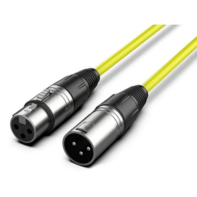 Imagen de Audibax Silver Cable XLR Macho a Hembra Longitud 3 Metros Conectores OFC de Alta Transmisión Señal Recubrimiento PVC Máximo Aislamiento Diámetro 6 mm Color Amarillo