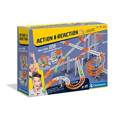 Imagen de Clementoni 97856 Action &amp; Reaction Mega Set, Circuito canicas Pista de Marble Bloques construcción, Bolas, Laberinto canicas, Juego construcción Stem Made in Italy