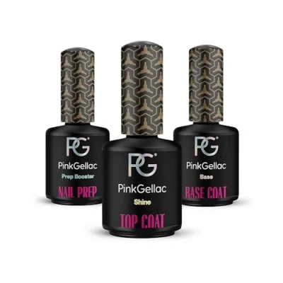 Imagen de Pink Gellac Base y Top Coat Kit de 3 x 15 ml con Nail Prep Esmalte Semi Permanente Preparación uñas