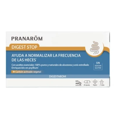 Imagen de PRANAROM Digestarom Digest Stop Normalise La Fréquence Des Selles Aceites Esenciales De Carvi y Anis Estrellado 100% Puros Naturales Carbón Activado Vegetal Vegano 20 Cápsulas