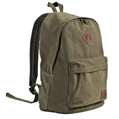 Imagen de Seemeroad Mochila de Lona Vintage, Ligera y Casual, para Portátiles Escuela, Hombre Mujer (Verde Ejército)