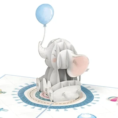 Imagen de papercrush® tarjeta desplegable de bebé con elefante (azul) nacimiento 3D para niños, felicitación o regalo dinero hijo, nieto