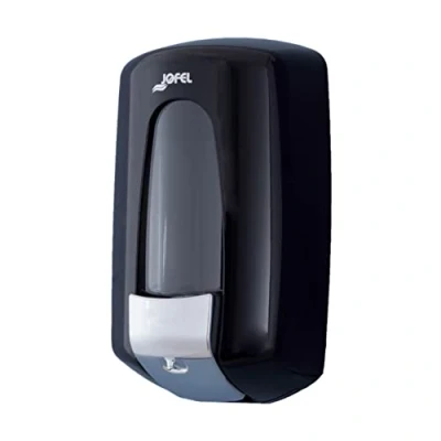 Imagen de Jofel Dosificador de Jabón Líquido para Pared, Recargable con Capacidad 0.9L, Dispensador Baño Rellenable, Válvula Anticorrosión y Antigoteo, Carcasa ABS, Aitana AC70600, Negro