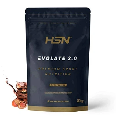 Imagen de Aislado de Proteína Suero HSN Evolate 2.0 Sabor Chocolate Avellanas 2 Kg = 67 Tomas por Envase Whey Protein Isolate CFM + Enzimas Digestivas No GMO, Vegetariano, Sin Gluten ni Soja