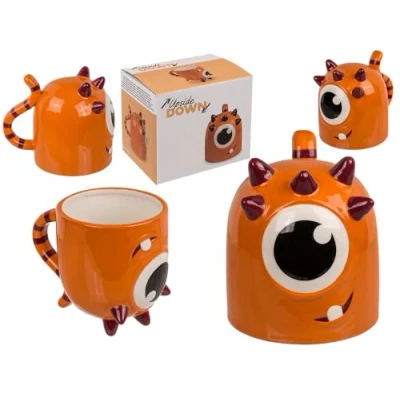 Imagen de Out of the blue Taza con diseño de monstruo invertido, color naranja, 12 x 14 cm, Dolomita, 500 ml