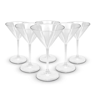 Imagen de DOJA Barcelona Vasos Plastico Martini Transparente Pack 6 Copas de Duro Reutilizable Policarbonato Vaso Plastico, Cocktail Reutilizables