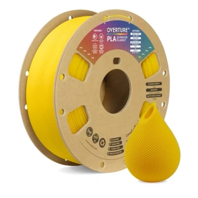 Imagen de OVERTURE PLA Filamento de 1.75 mm Para Impresora 3D PLA, Carrete Cartón 1 kg (2.2 lbs), Precisión Dimensional +/ 0.02 (Amarillo)