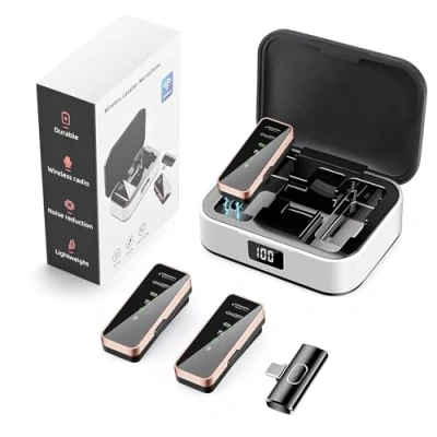 Imagen de Weinsamkeit Micrófono Inalámbrico, Microfono Solapa para iPhone iPad Android Ordenador, Mini Inalambrico con Estuche de Carga, TikTok Youtube Facebook Vlog