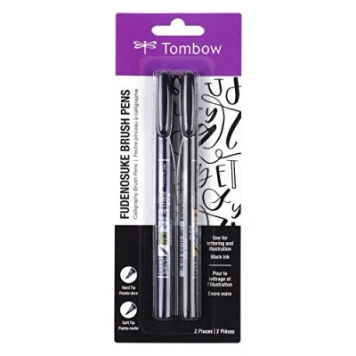 Imagen de Tombow 62038 Fudenosuke Brush Pen con punta suave y dura, negro, 2 piezas