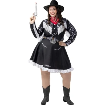 Imagen de Funidelia Disfraz vaquera pistolera para mujer Vaqueros, Indios, Western adultos y divertidos accesorios Fiestas, Carnaval Halloween Talla XXL Marrón