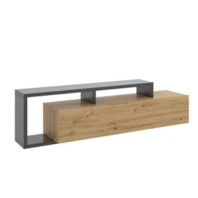 Imagen de DEKIT GRUPO RIMOBEL KRAM Mueble de TV bajo, Melamina, Grafito y Nordic, 47x165x40 cm