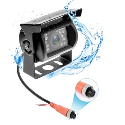 Imagen de Cámara de Seguridad Camecho IR Visión Nocturna sin Línea Guía Cambio Color, Impermeable, 4 Pines, Conector Aviación, Trasera para Bus/RV/Camión/Remolque