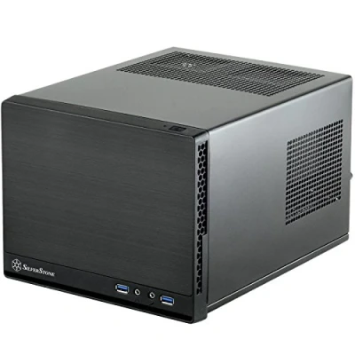 Imagen de SilverStone SST SG13B Q Carcasa de ordenador compacta cubo Sugo Mini ITX, Panel frontal plástico con acabado en imitación aluminio, negro