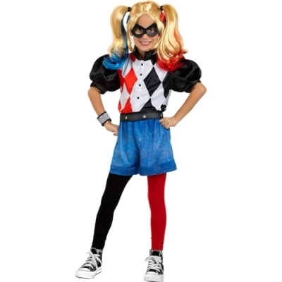 Imagen de Funidelia Disfraz de Harley Quinn para niña Superhéroes, DC Comics, Suicide Squad niños y divertidos accesorios Fiestas, Carnaval Halloween Talla 7 9 años Negro
