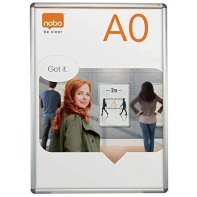 Imagen de Nobo Tablón de Anuncios Pared con Marco Tamaño A0, Protección Antirreflectante, Elegante Aluminio, Color Plata, 1902208