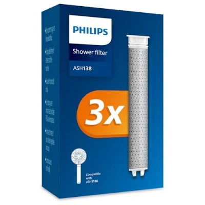 Imagen de Philips Water Alcachofa de ducha con Filtro repuesto 3 PACK, elimina eficazmente el cloro y otras partículas grandes, capacidad filtrado 1 mes