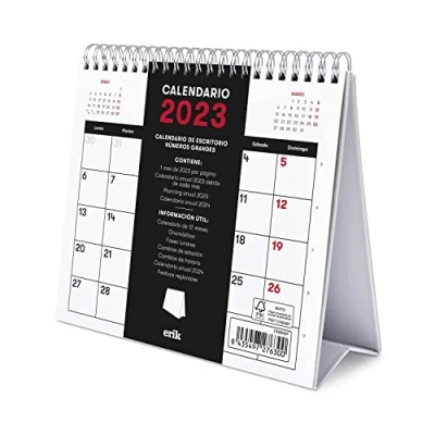 Imagen de Grupo Erik Calendario 2023 genérico sobremesa con certificado FSC mesa español fases lunares anual