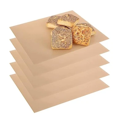 Imagen de COM FOUR® 5x láminas para hornear permanentes hechas de teflón papel reutilizable apto horno hasta 260 C lámina antiadherente cortable lavavajillas