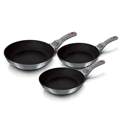 Imagen de Berlinger Haus Moonlight Juego 3 Sartenes Inducción 20 24 28cm, Aluminio Forjado, Antiadherente Ecológico Titano sin PFOA, Diseño Moderno, Apta para Todas Las Cocinas, Vitrocerámica, Gas