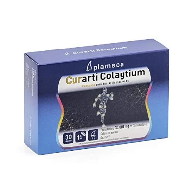 Imagen de PLAMECA Curarti Colagtium, Cápsulas Vegetales con Vitamina C y Curcumina, para Huesos, Músculos Articulaciones, Ácido Hialurónico, Colágeno Marino Ovomet 30 Comprimidos