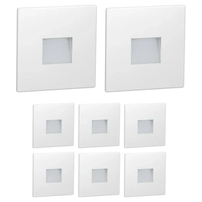 Imagen de ledscom.de 8 LED luz de escalera/luz pared empotrada FOW para interior y exterior, downlight, angular, 85 x 85mm, blanco frío
