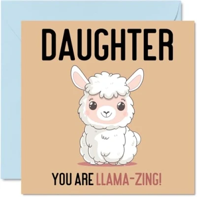 Imagen de tarjetas de cumpleaños para hija Llama Zing Divertida tarjeta feliz mamá papá, regalos hija, felicitación broma 145 mm x