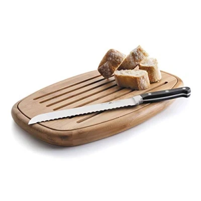 Imagen de Lacor 60491 Tabla De Cortar Para Pan Oval Bambu 40x27x3 cm