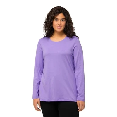 Imagen de Ulla Popken Langarm Shirt Camisetas, Lila Azul, 48 50 para Mujer