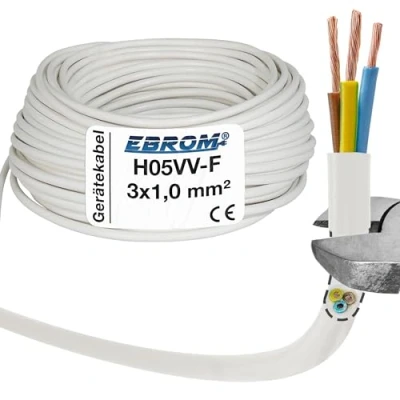 Imagen de Cable de manguera H05VV F 3G1 mm² 3 x 1 blanco 5 m